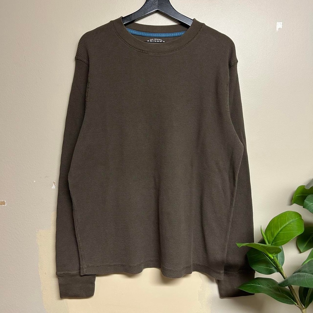 Arizona Jean Company Mens XL Mocha Brown Waffle Knit Thermal Shirt Y2K Vintage